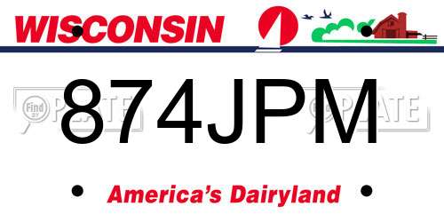 874JPM Wisconsin License Plate