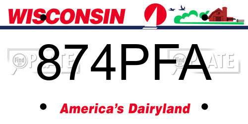 874PFA Wisconsin License Plate
