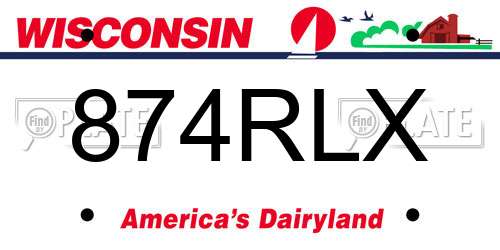 874RLX Wisconsin License Plate