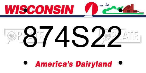 874S22 Wisconsin License Plate