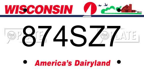 874SZ7 Wisconsin License Plate