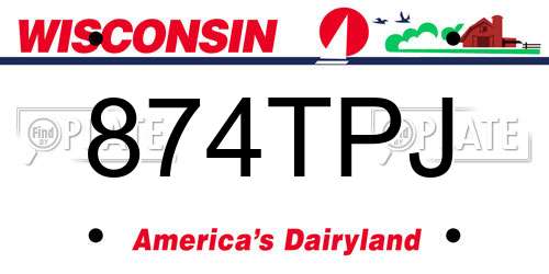 874TPJ Wisconsin License Plate