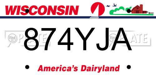 874YJA Wisconsin License Plate