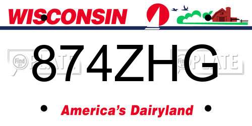 874ZHG Wisconsin License Plate