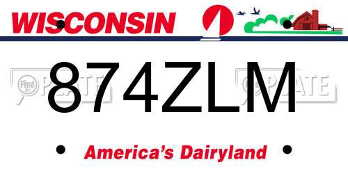 874ZLM Wisconsin License Plate