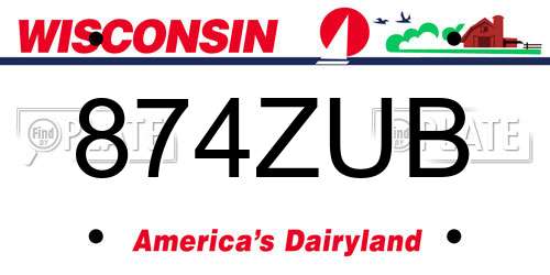 874ZUB Wisconsin License Plate