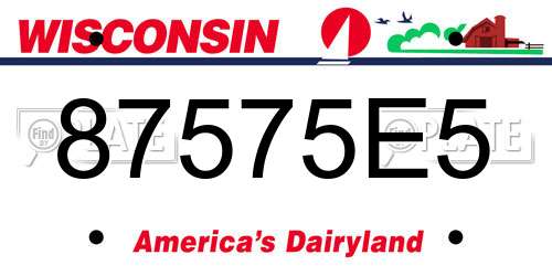 87575E5 Wisconsin License Plate