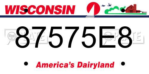 87575E8 Wisconsin License Plate
