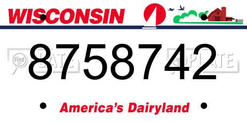 8758742 Wisconsin License Plate
