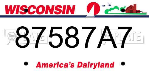 87587A7 Wisconsin License Plate
