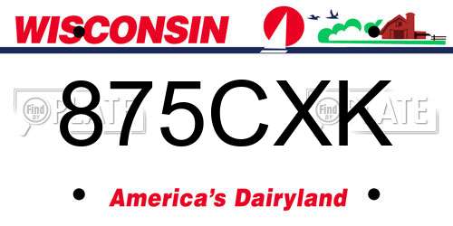 875CXK Wisconsin License Plate
