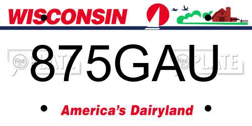 875GAU Wisconsin License Plate