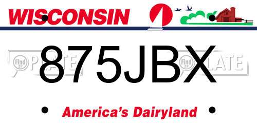 875JBX Wisconsin License Plate