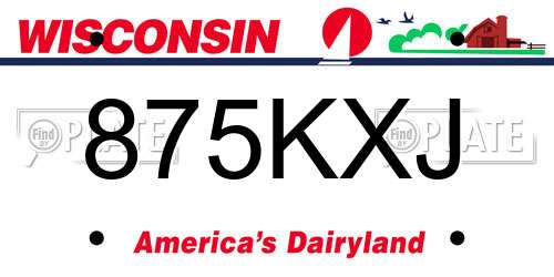 875KXJ Wisconsin License Plate