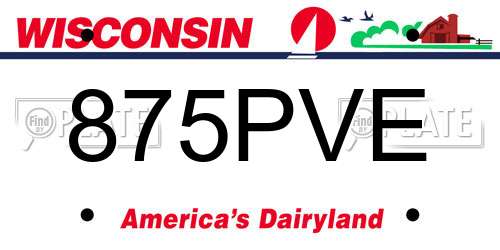 875PVE Wisconsin License Plate