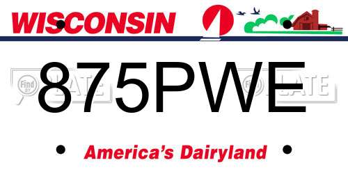 875PWE Wisconsin License Plate
