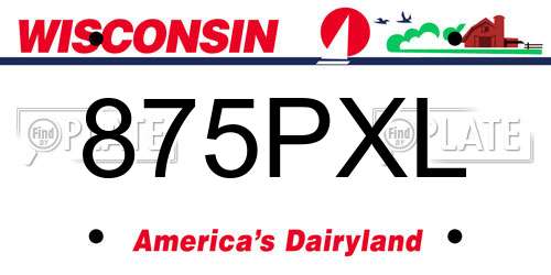 875PXL Wisconsin License Plate