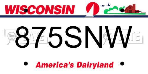 875SNW Wisconsin License Plate