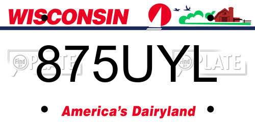 875UYL Wisconsin License Plate