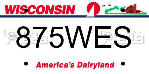 875WES Wisconsin License Plate
