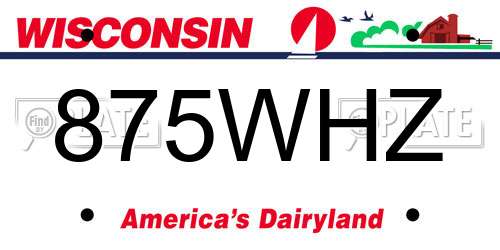 875WHZ Wisconsin License Plate