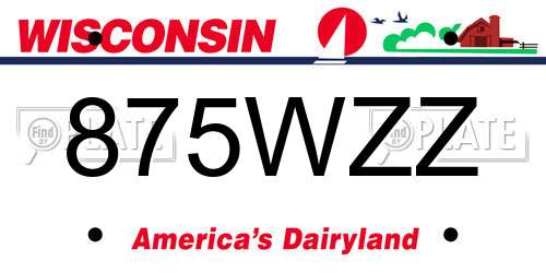 875WZZ Wisconsin License Plate