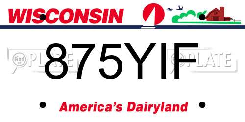 875YIF Wisconsin License Plate
