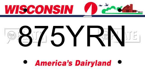 875YRN Wisconsin License Plate
