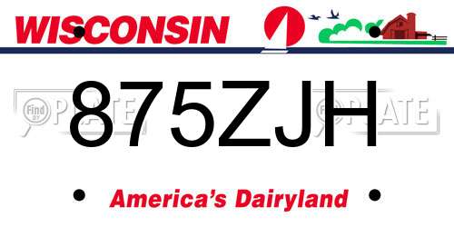 875ZJH Wisconsin License Plate