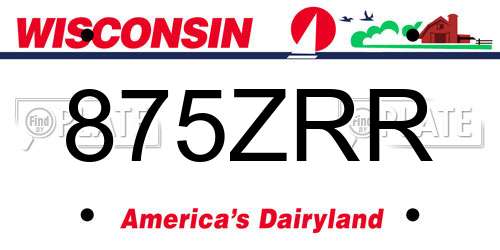 875ZRR Wisconsin License Plate