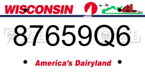 87659Q6 Wisconsin License Plate