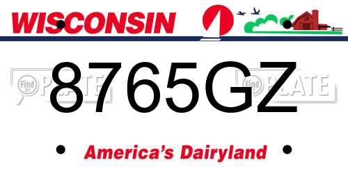 8765GZ Wisconsin License Plate