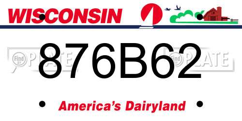 876B62 Wisconsin License Plate