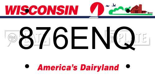 876ENQ Wisconsin License Plate