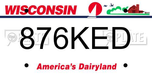 876KED Wisconsin License Plate