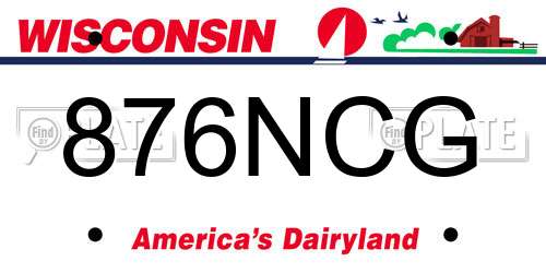 876NCG Wisconsin License Plate