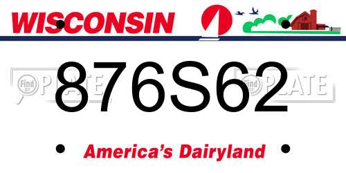 876S62 Wisconsin License Plate