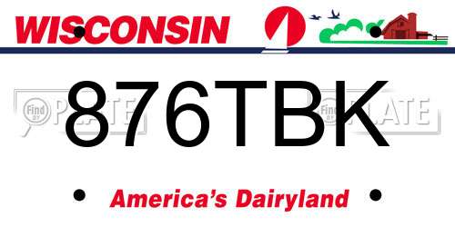 876TBK Wisconsin License Plate