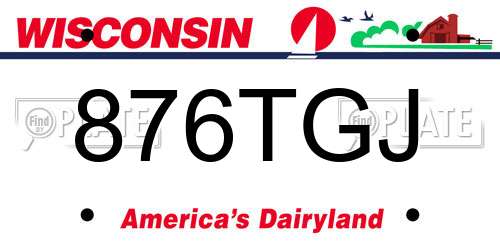 876TGJ Wisconsin License Plate