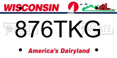 876TKG Wisconsin License Plate