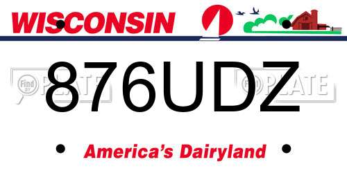 876UDZ Wisconsin License Plate