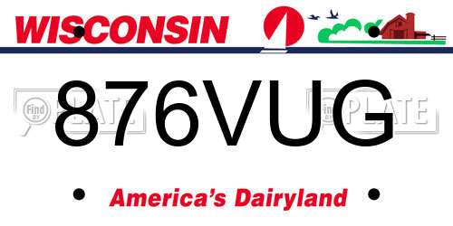 876VUG Wisconsin License Plate