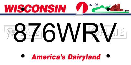 876WRV Wisconsin License Plate