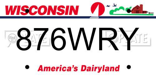 876WRY Wisconsin License Plate
