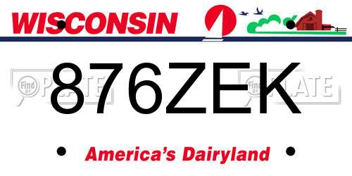 876ZEK Wisconsin License Plate