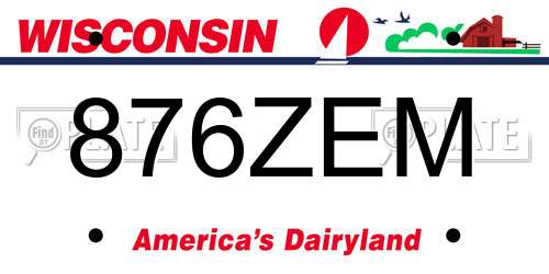 876ZEM Wisconsin License Plate