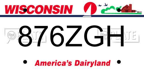 876ZGH Wisconsin License Plate
