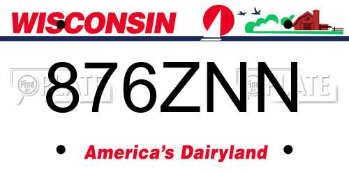 876ZNN Wisconsin License Plate