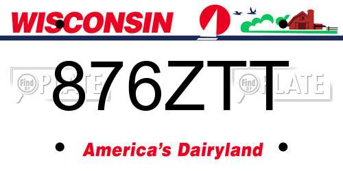 876ZTT Wisconsin License Plate