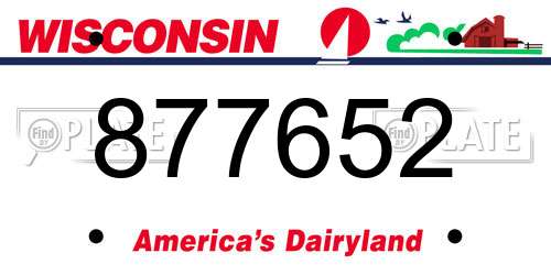 877652 Wisconsin License Plate